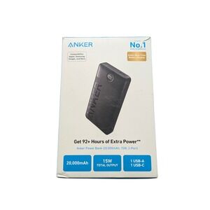 Oo5O Anker - Power Bank (20000mAh, 15W, USB-A+USB-C‎ Input/Output, 2-Port) Black